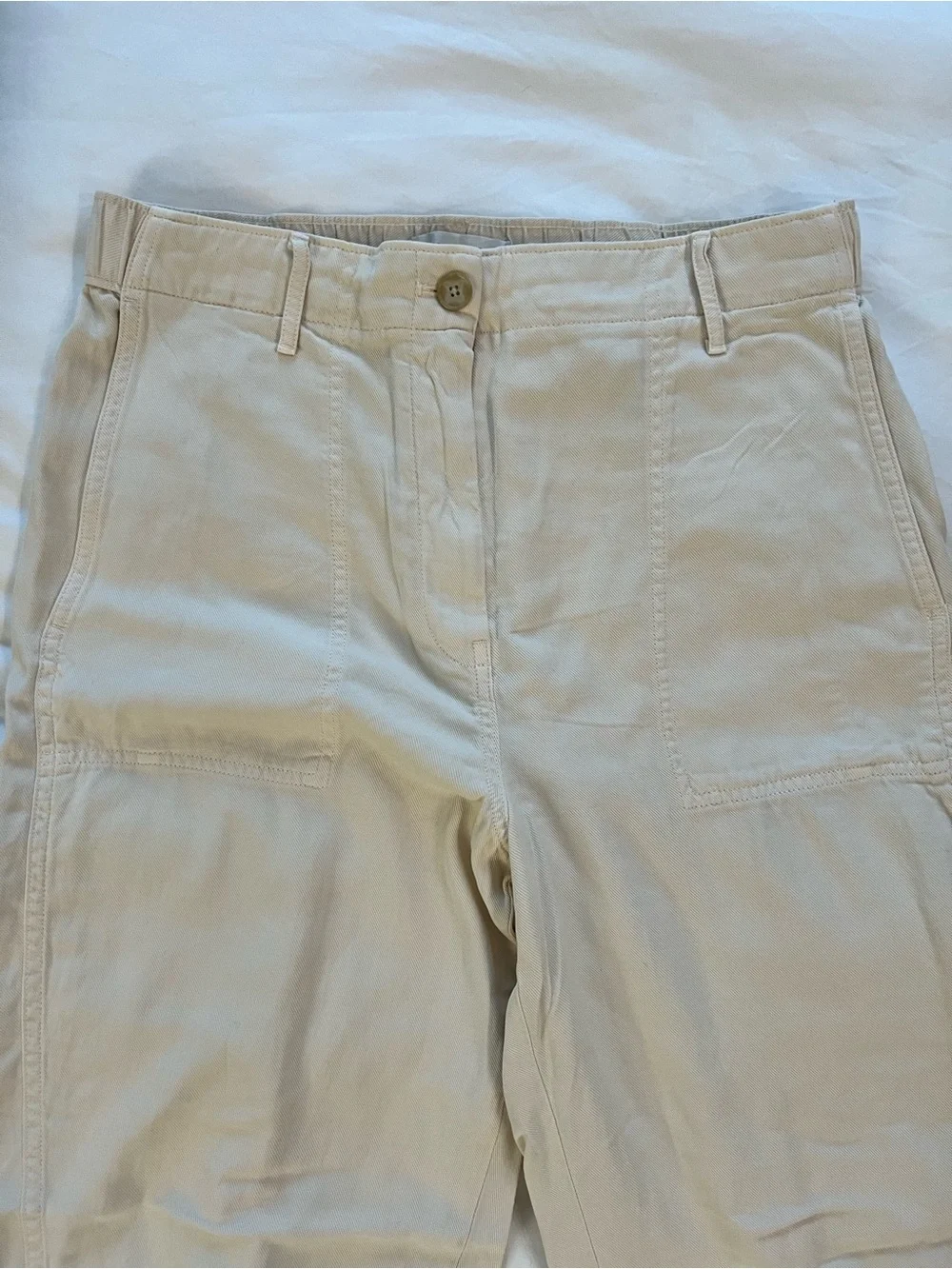 Banana Republic Super Soft Soma Barrel Ankle Pants Beige Cream Sz Med Petite